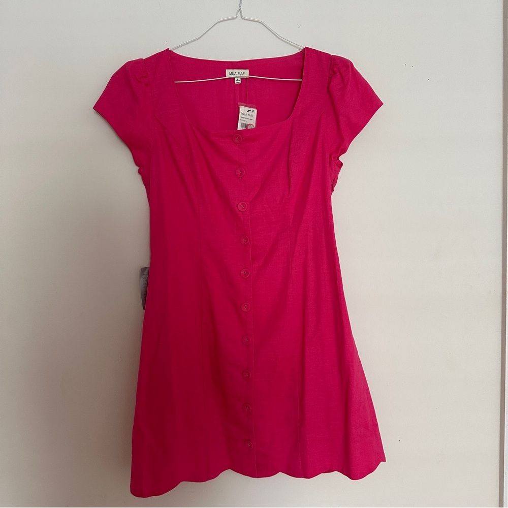 Mila Mae Pink Linen Button-Down Dress Size L